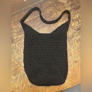 Elegant Black Crochet Shoulder Bag